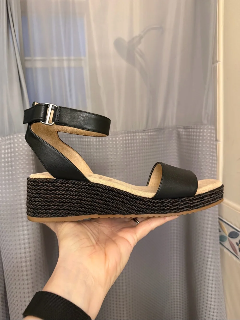 SOUL Naturalizer Gloria Black Ankle-Strap Wedge Sandals Size 10 NEW